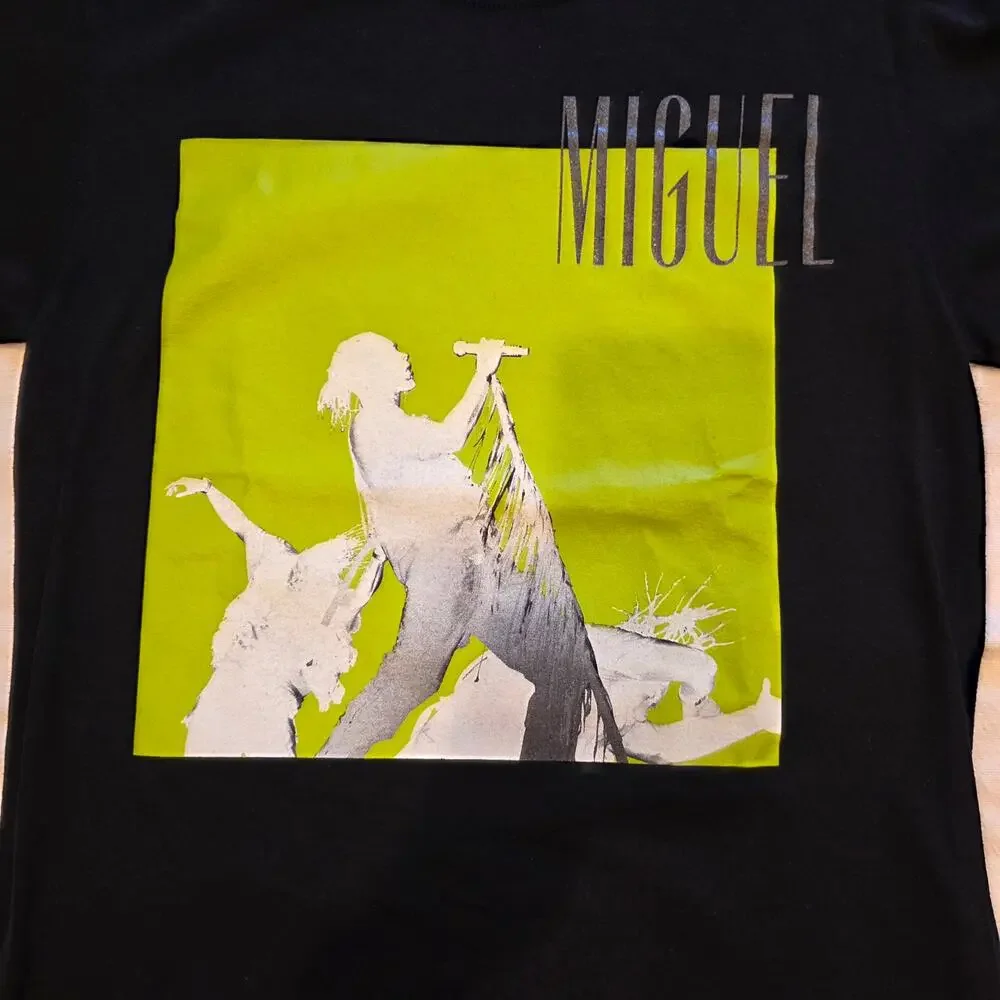 Miguel The Ascension Tour‎ 2018 Concert Graphic T-Shirt Small Black Neon Green